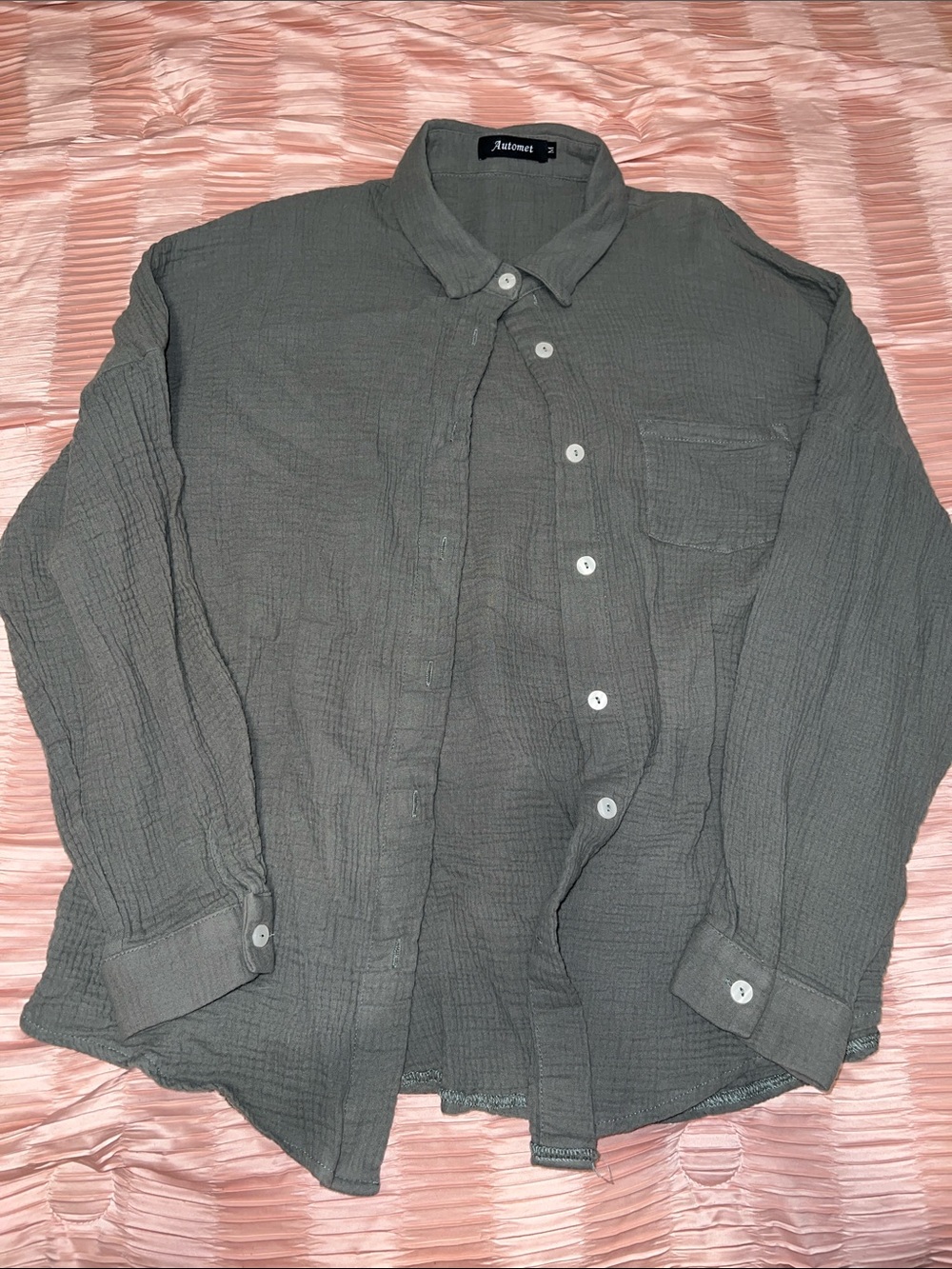 Automet Textured Button-Up Shirt — Gray